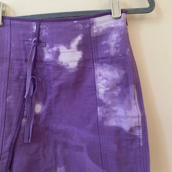 CLAUDIE PIERLOT PARIS COTTON PURPLE TIE DYE WOMENS BOW MINI SKIRT IN VIOLETS - Picture 12 of 13